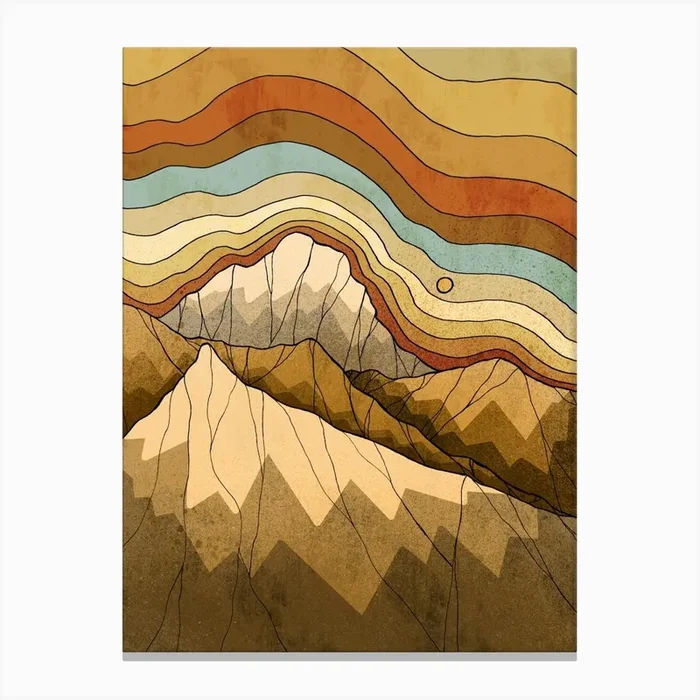 Copper Rocks And Hills Canvas Print by Swadeillustrations