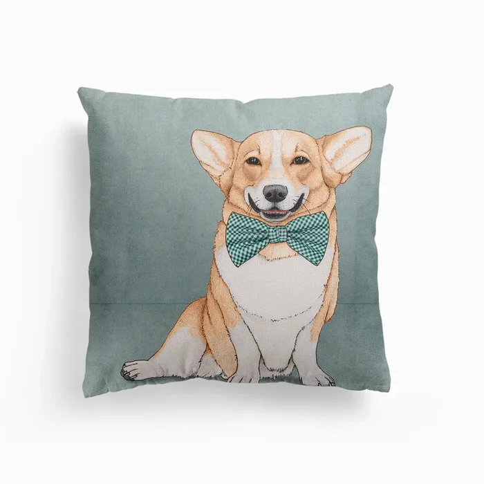 Corgi Dog Canvas Cushion by Barruf