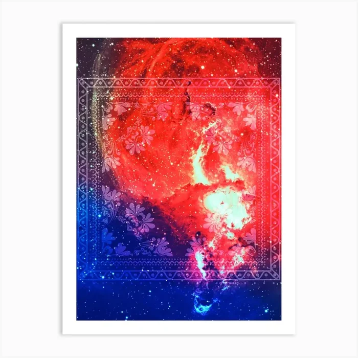 Cosmic mandala #11 – space neon poster Art Print by Synthwave1950