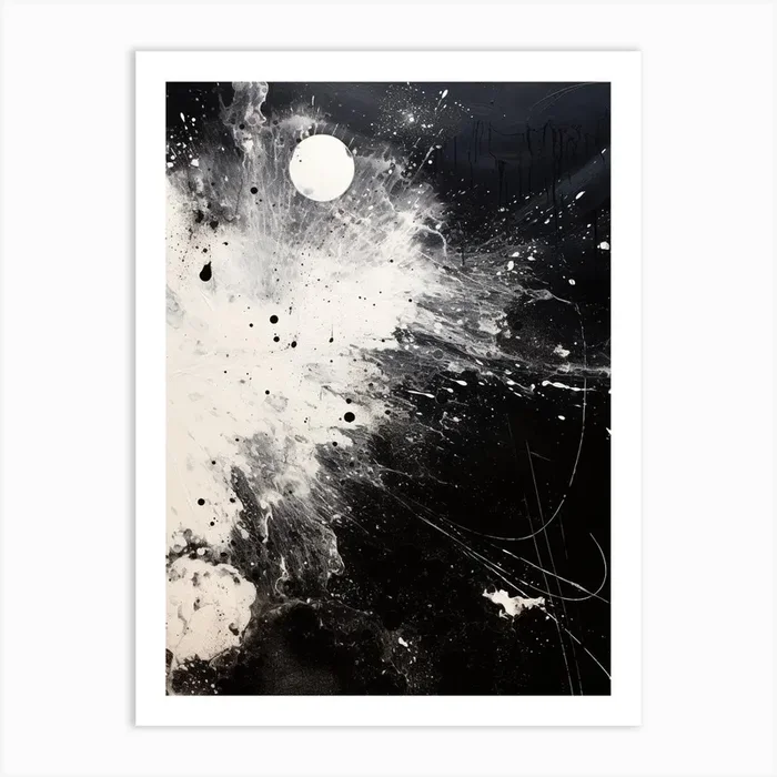 Cosmic Symphony Abstract Black And White 1 Art Print by Abstract Art Expressions
