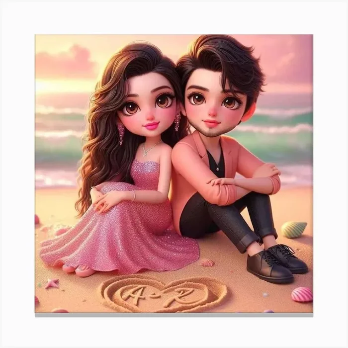 Couple On The Beach 5 Canvas PrintH by Hadeer