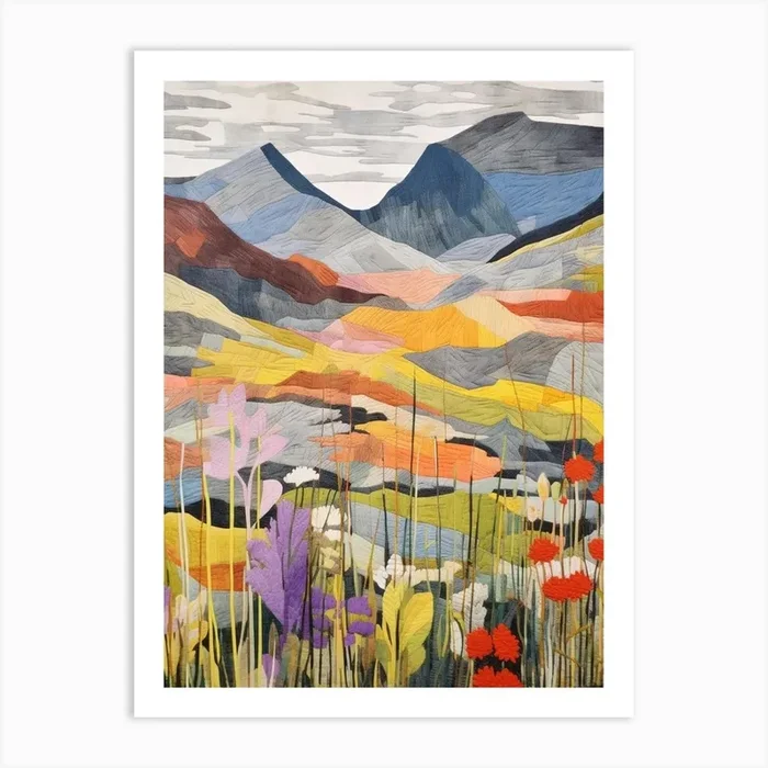 Creag Meagaidh Scotland Colourful Mountain Illustration Art Print by WanderWall Prints