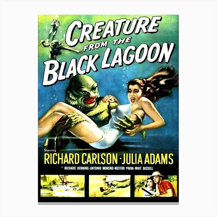 Creature From The Black Lagoon, Movie Poster Canvas Print by Vintage Spirit
