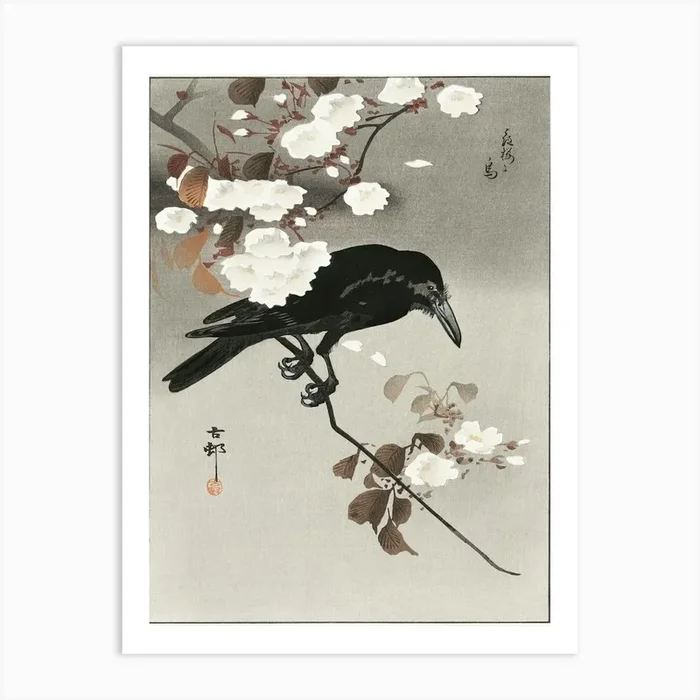 Crow And Cherry Blossom (1930 1975), Ohara Koson Art Print by Fy! Classic Art Prints and Posters