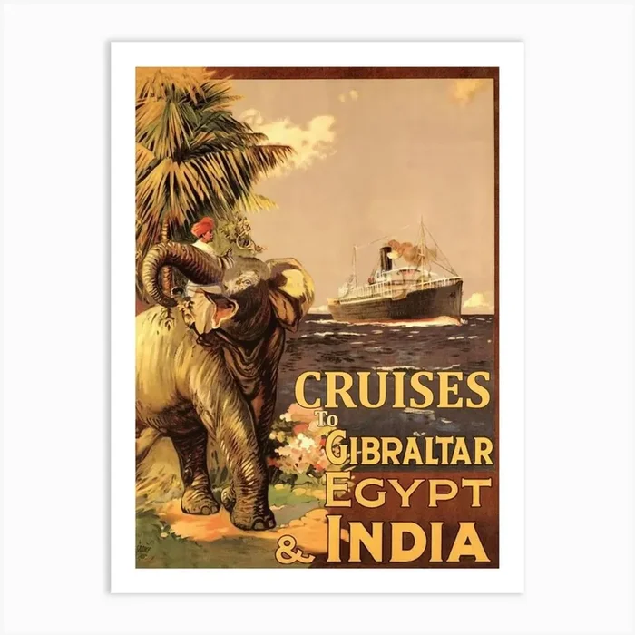 Cruises Of Gibraltar, Egypt And India Art Print by Vintage Spirit