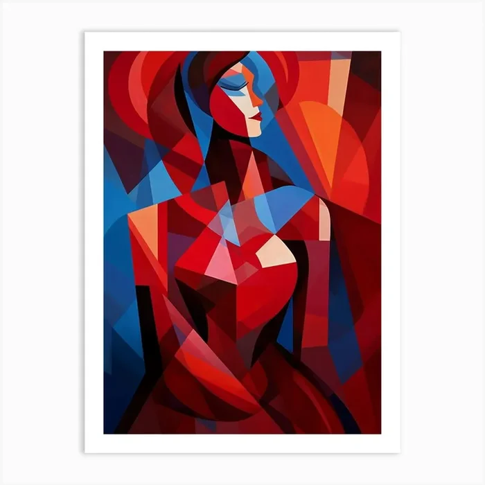 Cubist Abstract Geometric Lady Illustration 4 Art Print by Abstract Art Expressions