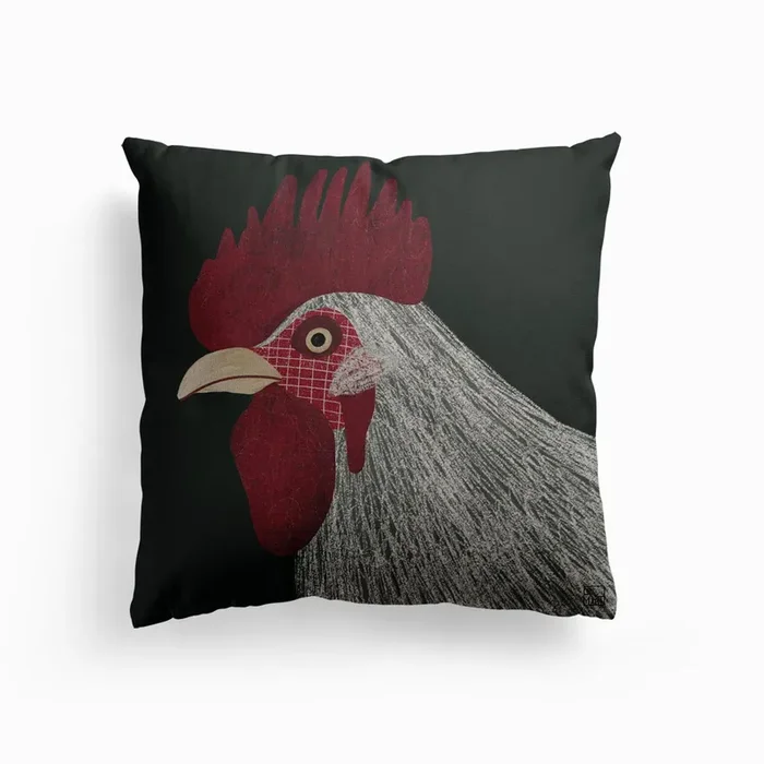 Culeca Hen On Green Background Canvas Cushion by Be Martt