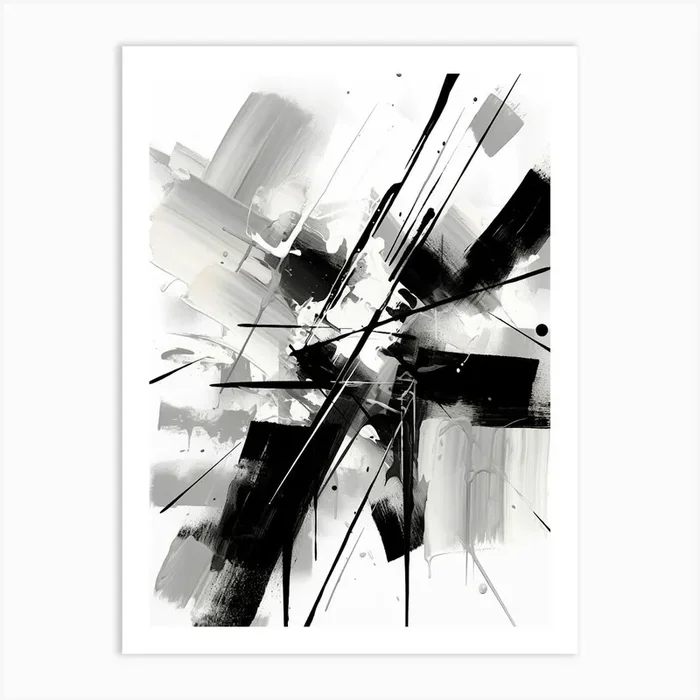 Curiosity Abstract Black And White 4 Art Print by Abstract Art Expressions
