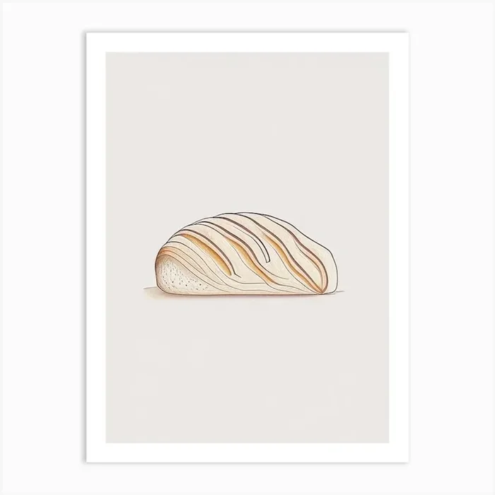 Currant Bread Bakery Product Minimalist Line Drawing Art PrintB& by Bread & Brushstrokes