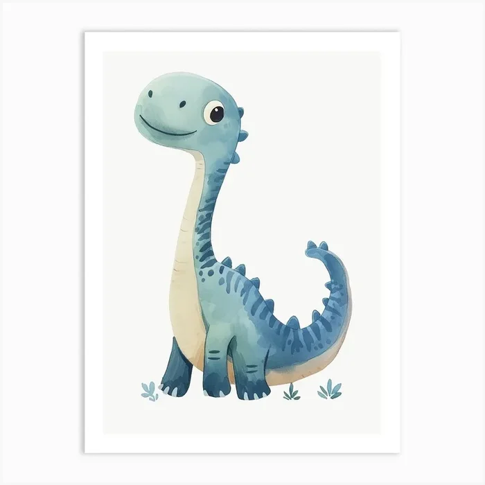 Cute Cartoon Maiasaura Dinosaur Watercolour 2 Art Print by Dino Delights
