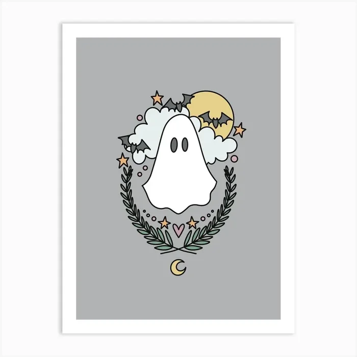 Cute Ghost | Gray Art Print by Jande Summer