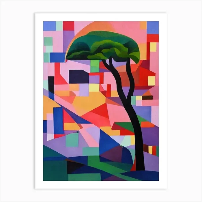 Cyprus Tree Cubist 1 Art PrintAI by Arboreal Impressions