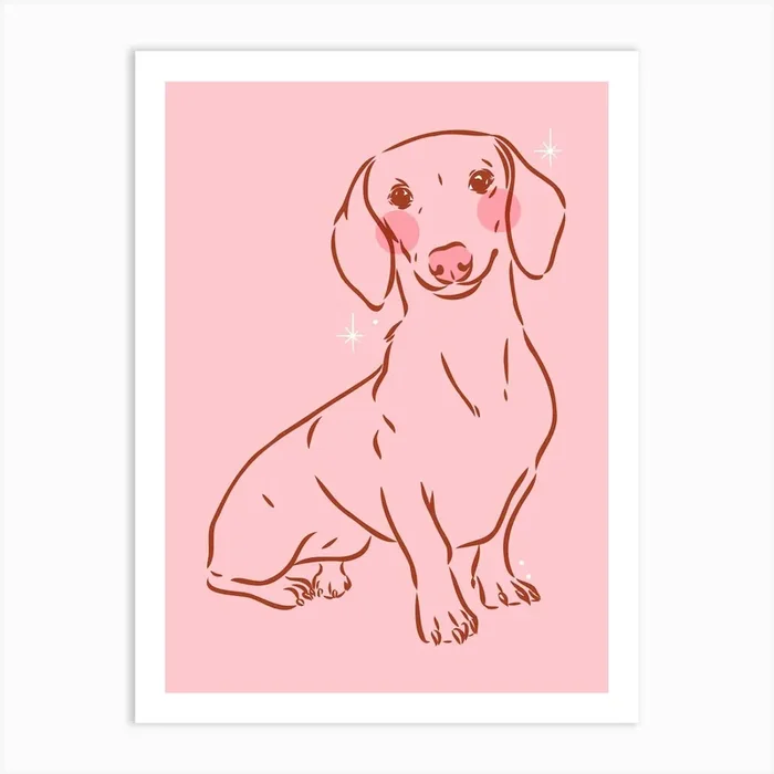Dachshund | Sausage Dog – Pink Art PrintKS by Kitty Strand