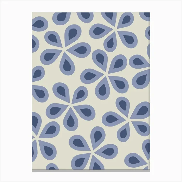 Daisy Florets | 02 – Blue And Sage Green Floral Canvas PrintDR by Daily Regina Designs