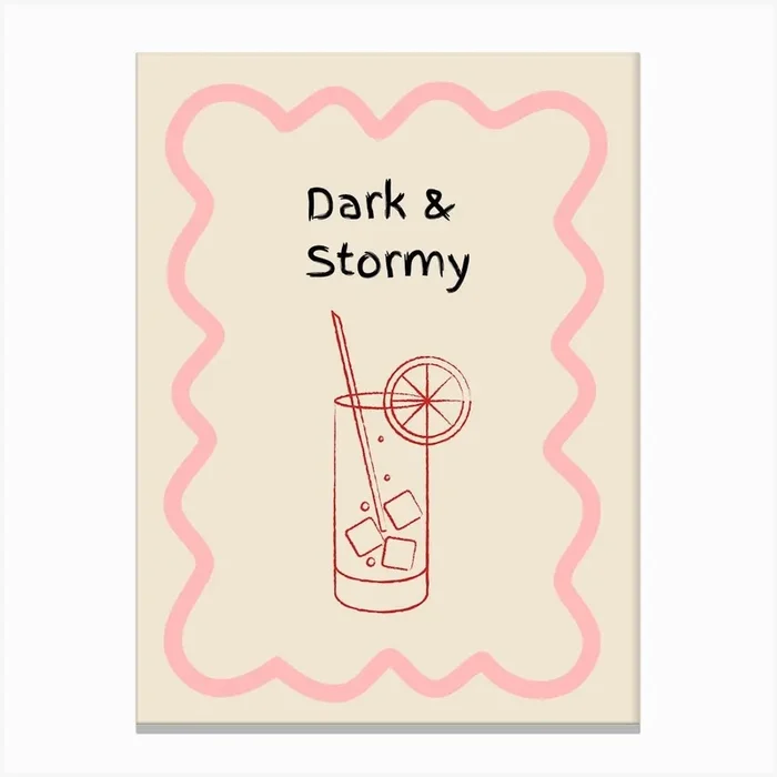 Dark & Stormy Doodle Poster Pink & Red Canvas Print by Artful Appetite
