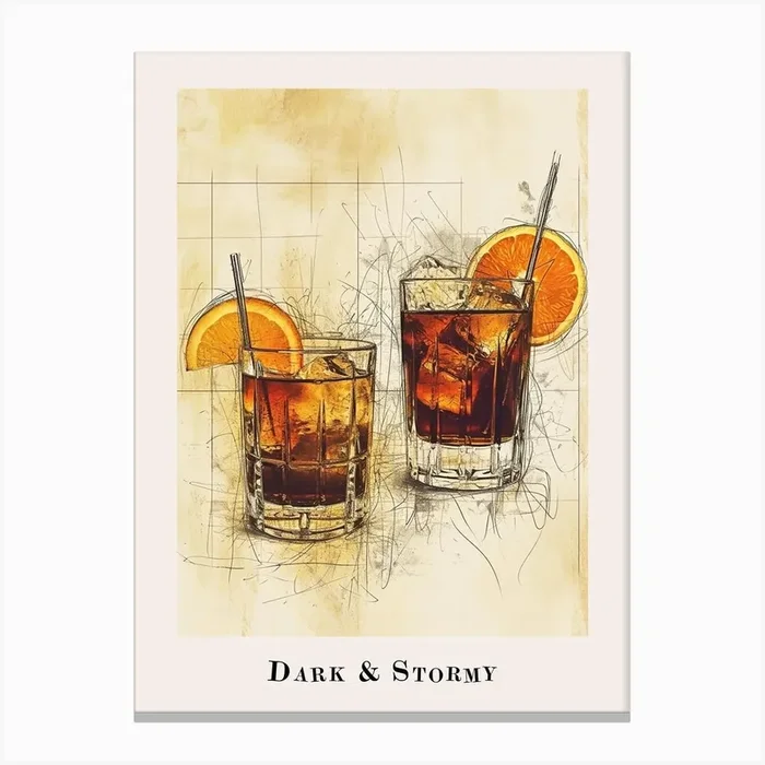 Dark & Stormy Tile Poster Canvas Print by Artful Mixology