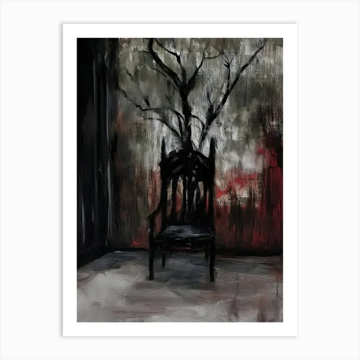 Dark Gothic Chair In The Dark Art PrintA by ArtMart