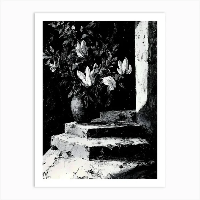Dark Gothic Magnolias In A Vase Art PrintA by ArtMart