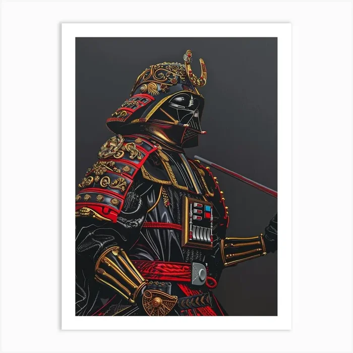 Darth Vader As A Vintagepunk Samurai 14 Art Print by Ricardo Costa