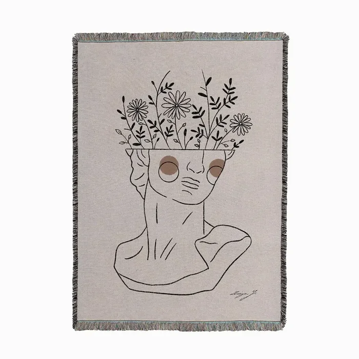 David With Flowers Woven Throw by Karolina Koler