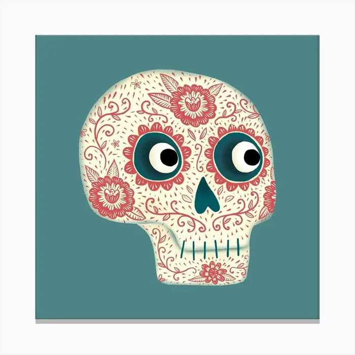 Day Of The Dead Sugar Skull 1 Canvas PrintNS by Nic Squirrell