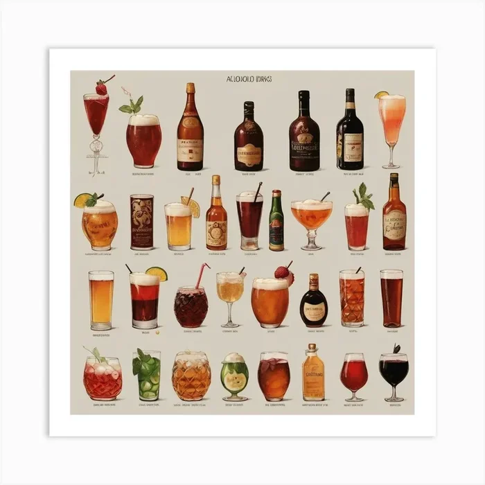Default Alcoholic Drinks Of Different Countries Aesthetic 3 (1) Art Print by ontoseno