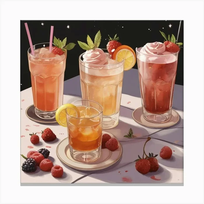 Default Drinks Combined With Food And Desserts Aesthetic 1 Canvas Print by ontoseno