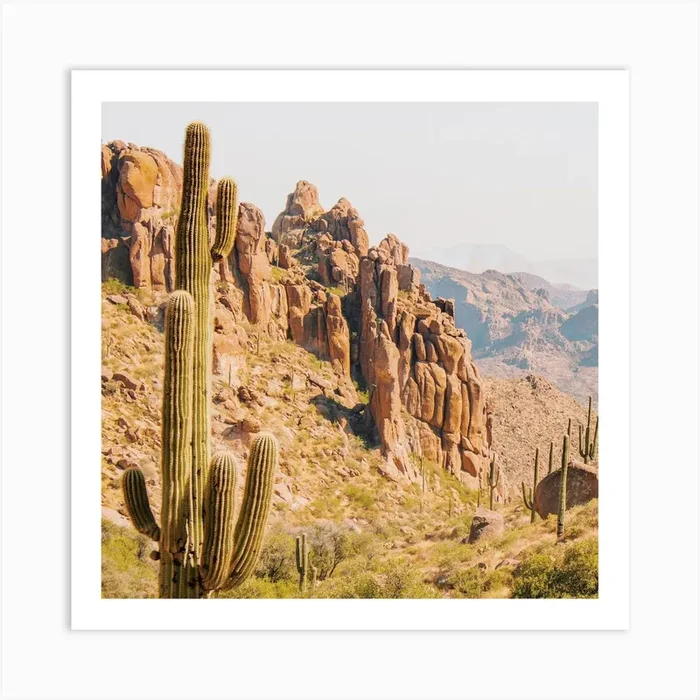 Desert Mountains Cactus Art PrintGS by Golden Saguaro