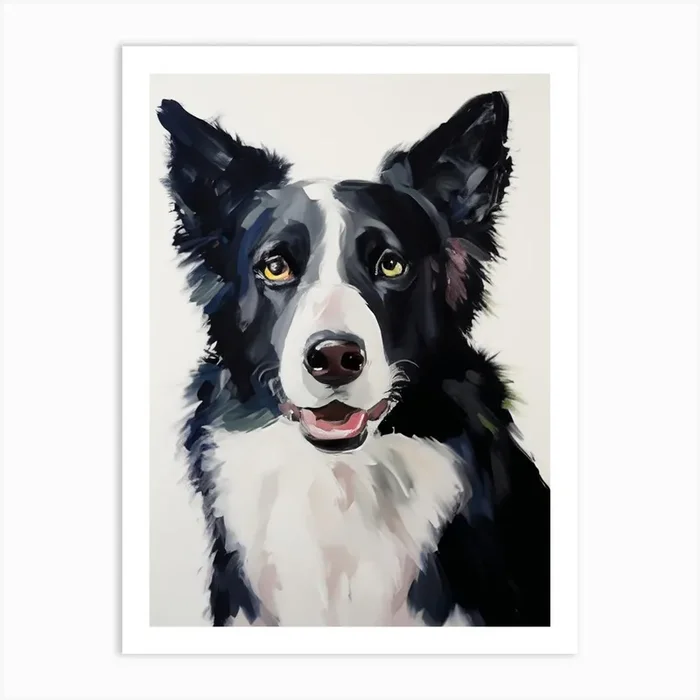 Digital Painted Collie Dog Art Print by Callie Design Co.
