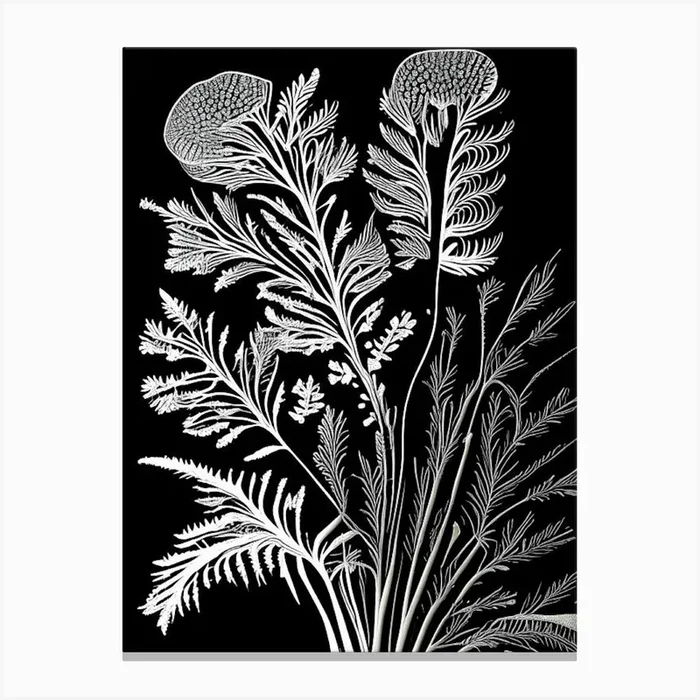 Dill Leaf Linocut Canvas PrintL& by Leaf & Stem Studio