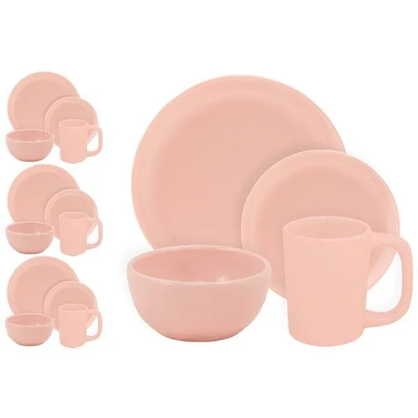 Dinnerware Set – 16 piece -Matte Pink | Matte Pink