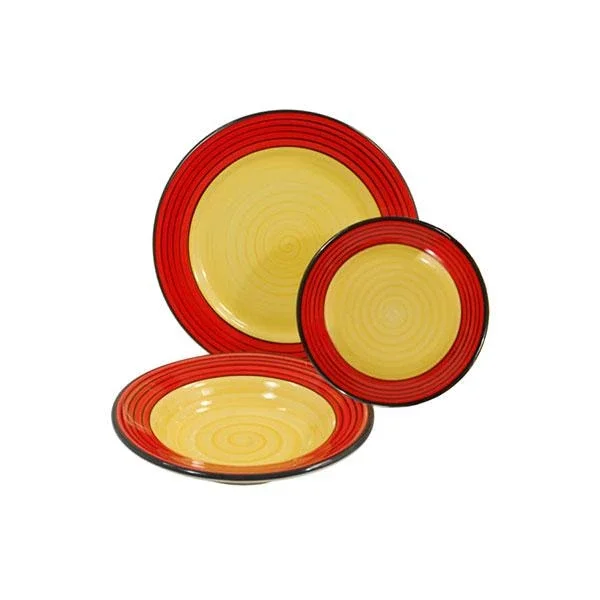 Dinnerware Set – 3 piece – Red & Yellow | Carousel Pattern