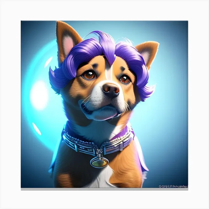Dog With Purple Hair Canvas Print by ZCOGRAPHICS