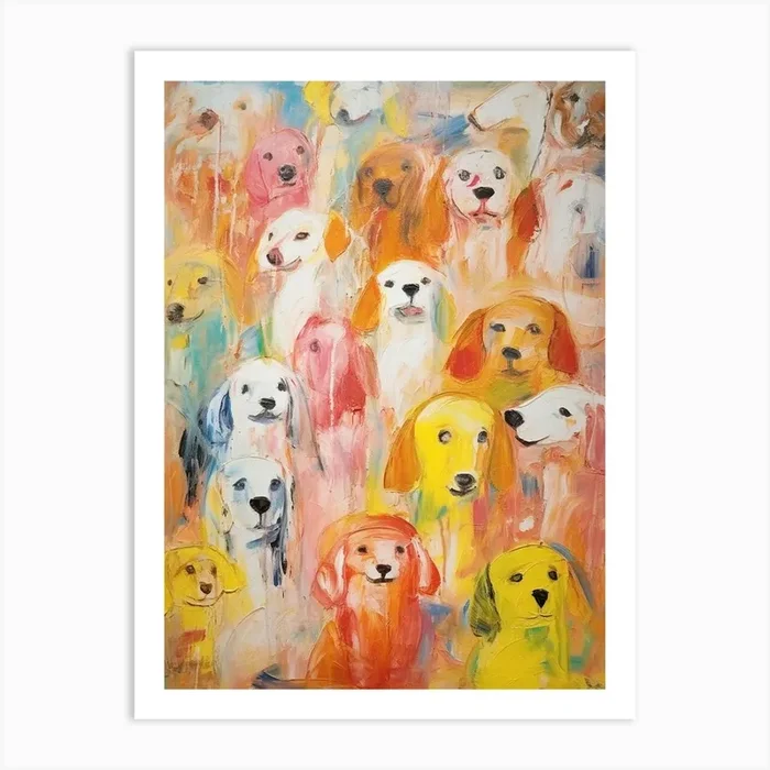 Dogs Abstract Expressionism 3 Art Print by Abstract Art Expressions