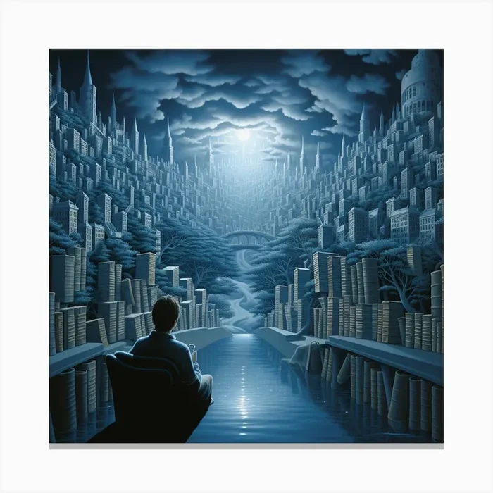 Dreamscape In Library Canvas Print by DBmedia