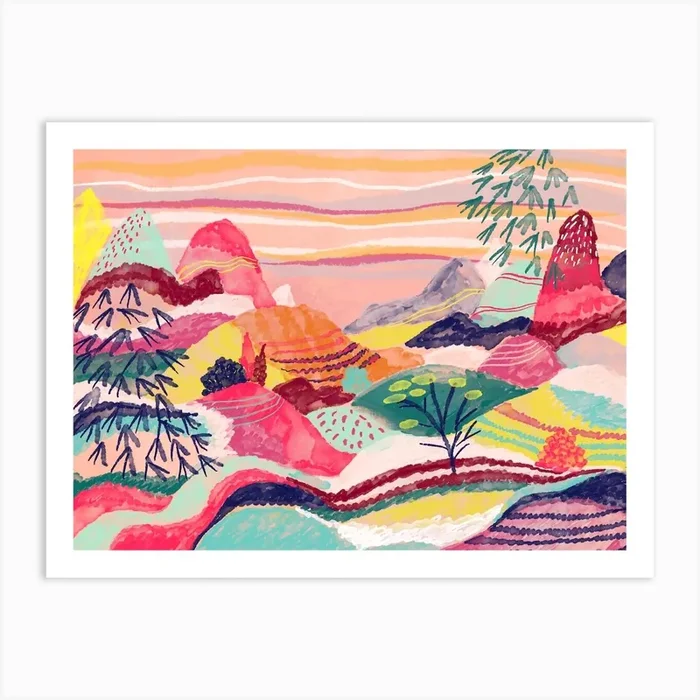 Dreamy Hills Landscape 2 Art Print by Mira Paradies