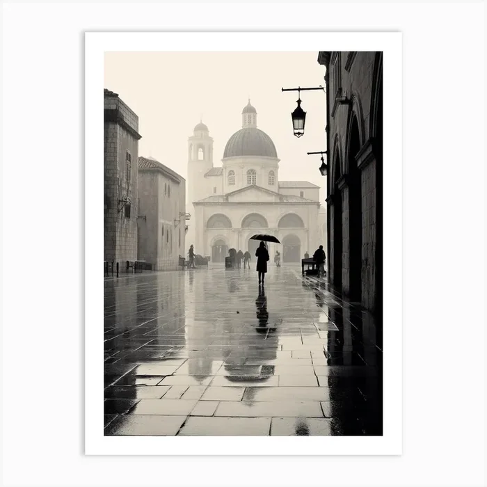 Dubrovnik, Croatia, Mediterranean Black And White Photography Analogue 3 Art Print by Monochrome Vistas
