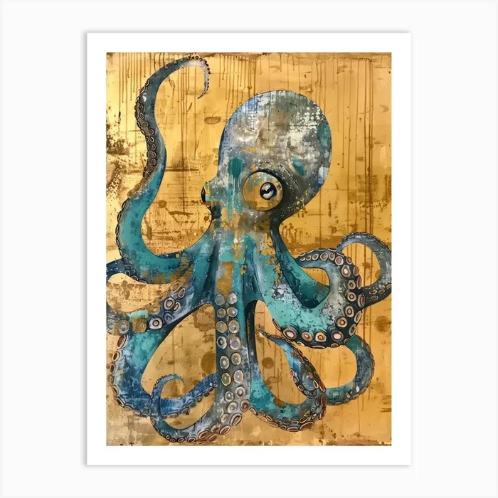 Dumbo Octopus Gold Effect Collage 4 Art Print by Tropic of Eden