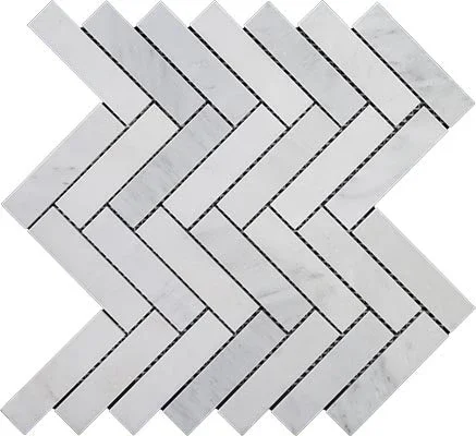 Eastern White Polished Marble Mosaic Herringbone 1 “X4 “