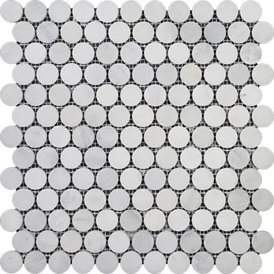Eastern White Polished Marble Mosaic Penny Round 1 “
