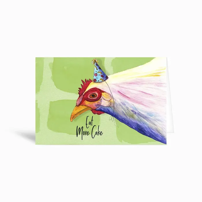 Eat More Cake Greetings Card by Kerrie Hubbard