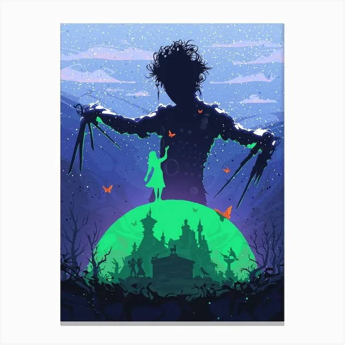 Edward Scissorhands Silhouette Canvas Print by Nikita Abakumov