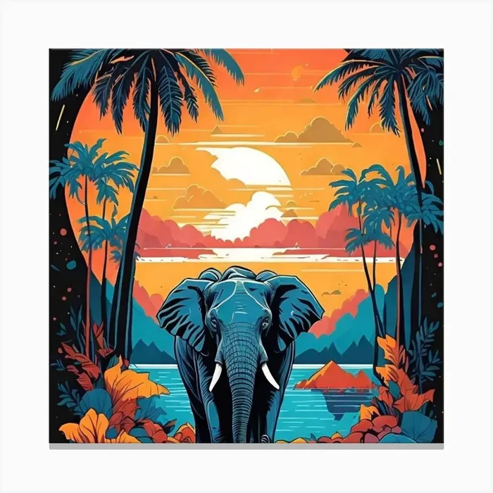 Elephant In The Jungle Canvas Print by Super_Art