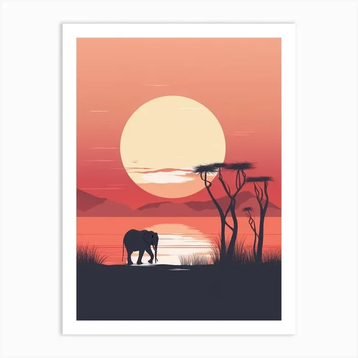 Elephant Minimalist Abstract 1 Art Print by Abstract Art Expressions