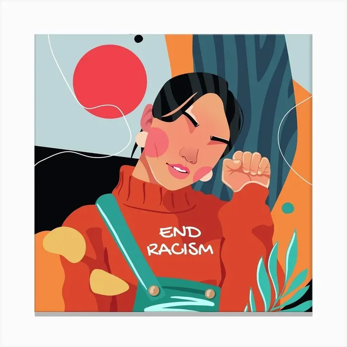 End Racism Square Canvas Print by DomoINK