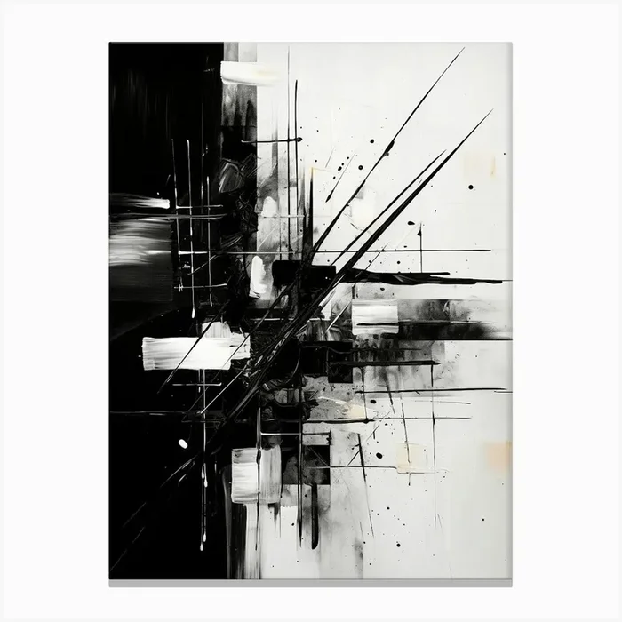 Enigmatic Encounter Abstract Black And White 2 Canvas Print by Abstract Art Expressions