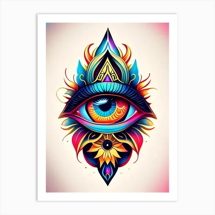 Enlightenment, Symbol, Third Eye Tattoo 3 Art PrintSE by Symbolic Expressions