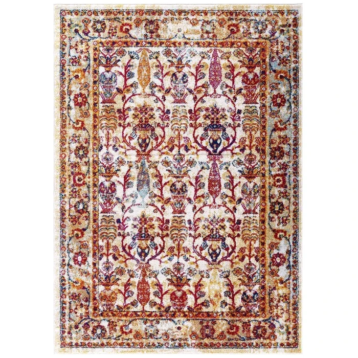 Entourage Jessa Distressed Vintage Floral Lattice 8×10 Area Rug
