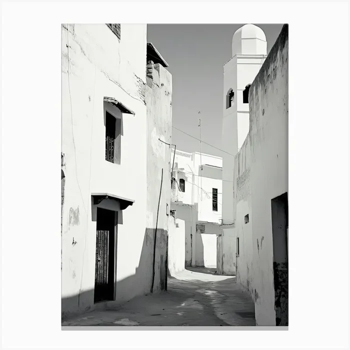 Essaouira, Morocco, Black And White Photography 2 Canvas Print by Monochrome Vistas