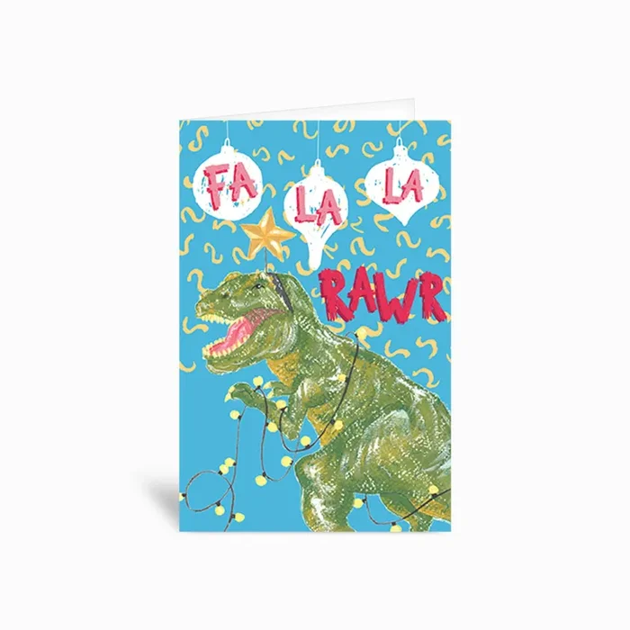 Fa La La Rawr Sambull Greetings Card by Sam Bull